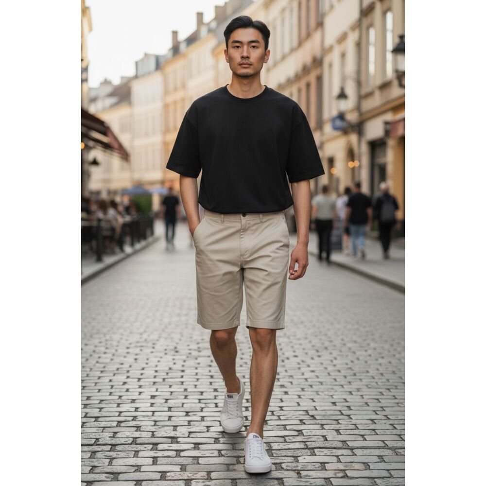 Haggar Men's Premium Woven Chino Shorts - Khaki Beige - Size 32 (9.5" Inseam) - Picture 1 of 6